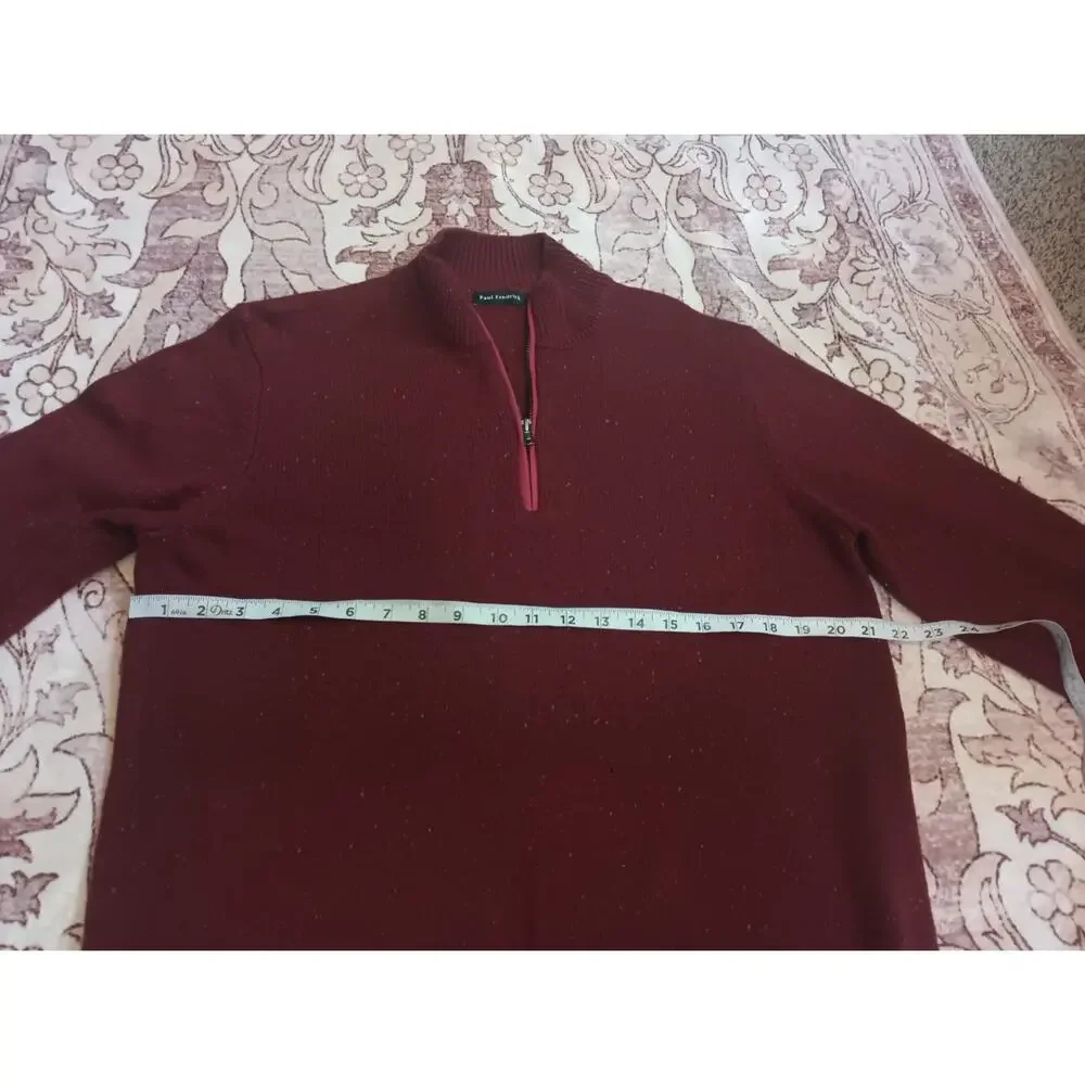 Paul Fredrick Mens Wool Blend Half Zip Pullover Sweater M Flecked Heritage